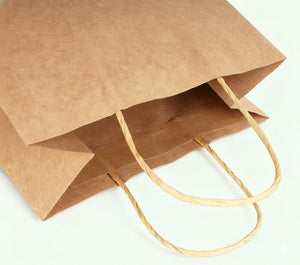 Brown Kraft Paper Bag with Handle, 28 x 15 x 28 cm (500 pcs) - Suitable for Restaurant Bulk Packing & Retail Shopping