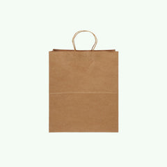 Brown Kraft Paper Bag with Handle, 28 x 15 x 28 cm (500 pcs) - Suitable for Restaurant Bulk Packing & Retail Shopping