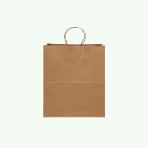 Brown Kraft Paper Bag with Handle, 28 x 15 x 28 cm (500 pcs) - Suitable for Restaurant Bulk Packing & Retail Shopping
