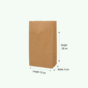 Brown SOS Kraft Paper Bag, 15 x 9 x 28 cm (500 pcs) - Suitable for Packing Snacks, Bread & Bakery Items