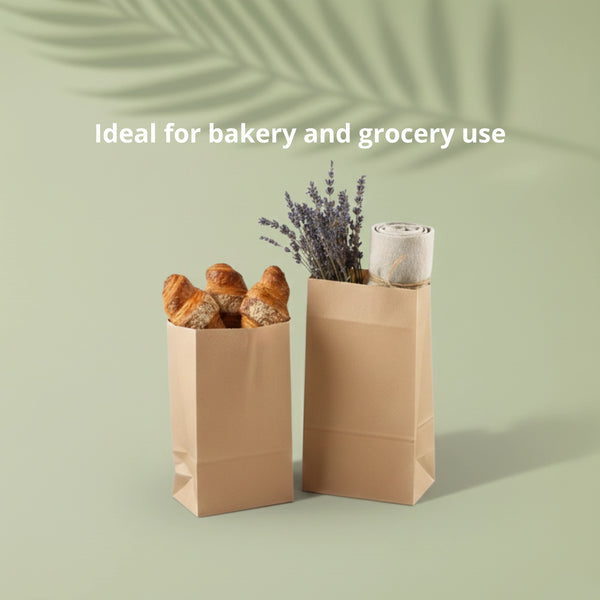 Brown SOS Kraft Paper Bag, 15 x 9 x 28 cm (500 pcs) - Suitable for Packing Snacks, Bread & Bakery Items