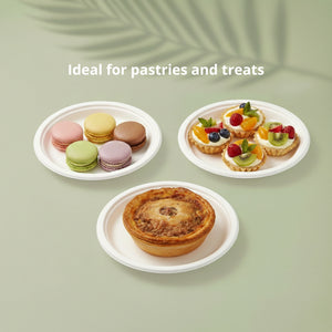 6" White Round Plate, Sugarcane Bagasse, 155 x 15 mm (1000 pcs) - Suitable for Restaurants & Catering
