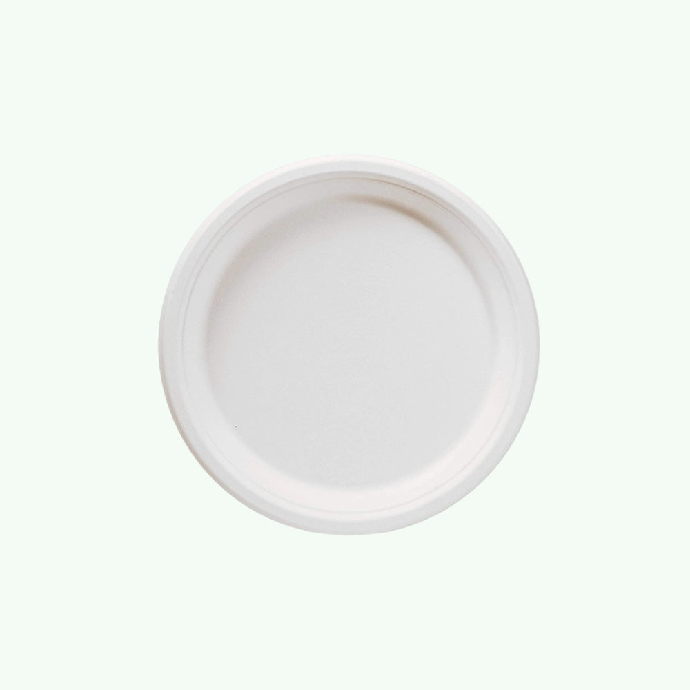 6" White Round Plate, Sugarcane Bagasse, 155 x 15 mm (1000 pcs) - Suitable for Restaurants & Catering