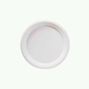 6" White Round Plate, Sugarcane Bagasse, 155 x 15 mm (1000 pcs) - Suitable for Restaurants & Catering