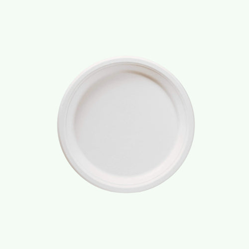 6" White Round Plate, Sugarcane Bagasse, 155 x 15 mm (1000 pcs) - Suitable for Restaurants & Catering