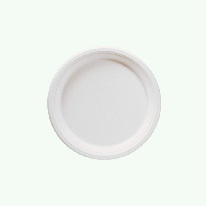 6" White Round Plate, Sugarcane Bagasse, 155 x 15 mm (1000 pcs) - Suitable for Restaurants & Catering
