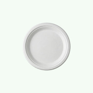 9" White Round Plate, Sugarcane Bagasse, 225 x 17 mm (500 pcs) – Suitable for Restaurants & Catering
