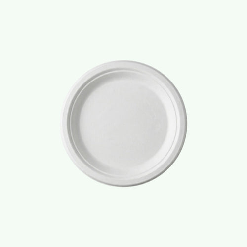 9" White Round Plate, Sugarcane Bagasse, 225 x 17 mm (500 pcs) – Suitable for Restaurants & Catering