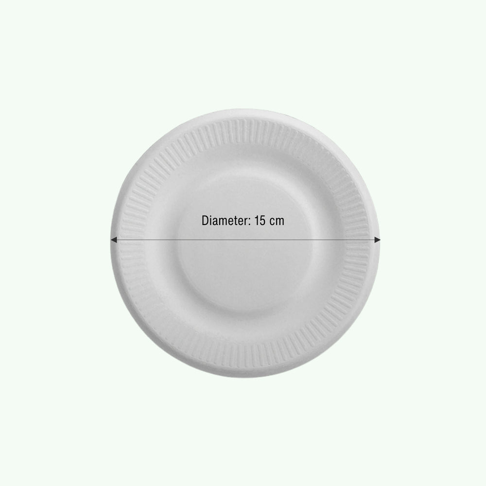 6" Natural Cake Plate, Sugarcane Bagasse, 150 x 20 mm (1200pcs) - Suitable for Restaurants & Catering
