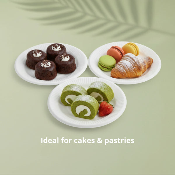 6" Natural Cake Plate, Sugarcane Bagasse, 150 x 20 mm (1200pcs) - Suitable for Restaurants & Catering