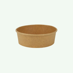 500ml Brown Round Kraft Paper Bowl, 150 x 128 x 45 mm (300 pcs) - Suitable for Restaurants & Takeaway
