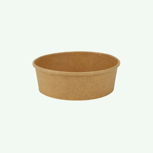 500ml Brown Round Kraft Paper Bowl, 150 x 128 x 45 mm (300 pcs) - Suitable for Restaurants & Takeaway