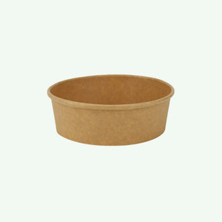 500ml Brown Round Kraft Paper Bowl, 150 x 128 x 45 mm (300 pcs) - Suitable for Restaurants & Takeaway