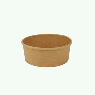 750ml Brown Round Kraft Paper Bowl, 150 x 128 x 60 mm (300 pcs) - Suitable for Restaurants & Takeaway