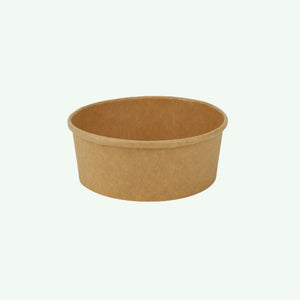 1000ml Brown Round Kraft Paper Bowl, 150 x 128 x 75 mm (300 pcs) - Suitable for Restaurants & Takeaway