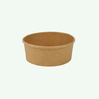 1000ml Brown Round Kraft Paper Bowl, 150 x 128 x 75 mm (300 pcs) - Suitable for Restaurants & Takeaway