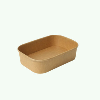 580ml Brown Rectangle Kraft Paper Bowl, 172 x 120 x 45 mm (300 pcs) - Suitable for Restaurants & Takeaway
