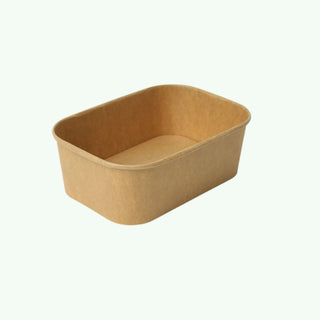 750ml Brown Rectangle Kraft Paper Bowl, 172 x 120 x 55 mm (300 pcs) - Suitable for Restaurants & Takeaway