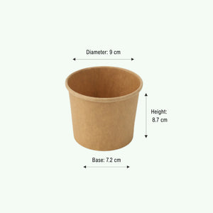 12oz Brown Kraft Paper Soup Bowl, 90 x 72 x 87 mm (500 pcs) - Suitable for Restaurants & Takeaway