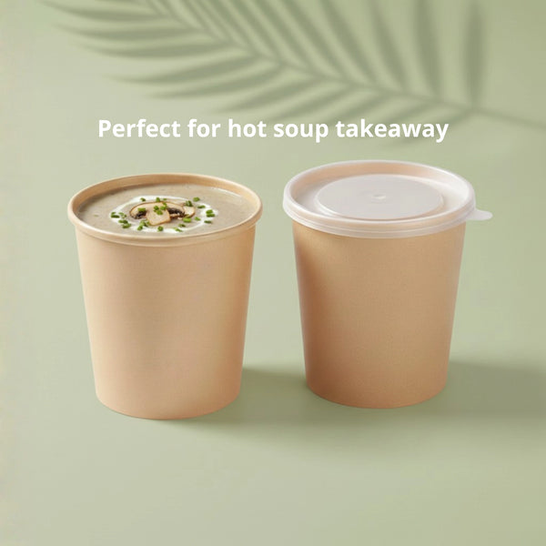 16oz Brown Kraft Paper Soup Bowl, 97 x 74 x 99 mm (500 pcs) - Suitable for Restaurants, Catering & Takeaway