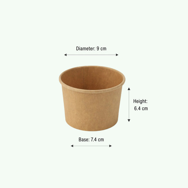 8oz Brown Kraft Paper Soup Bowl, 90 x 74 x 64 mm (500 pcs) - Suitable for Restaurants & Takeaway