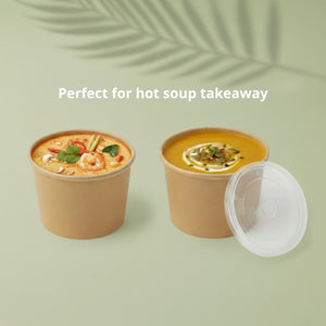 8oz Brown Kraft Paper Soup Bowl, 90 x 74 x 64 mm (500 pcs) - Suitable for Restaurants & Takeaway