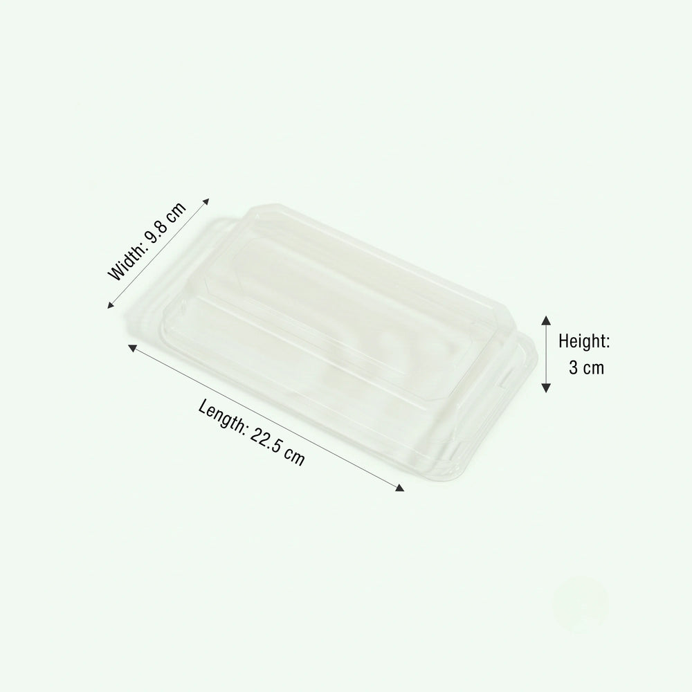 PET Lid for Long Sushi Tray, 225 x 98 x 30 mm (500 pcs) - Suitable for Restaurants & Takeaway