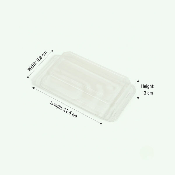 PET Lid for Long Sushi Tray, 225 x 98 x 30 mm (500 pcs) - Suitable for Restaurants & Takeaway
