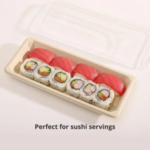 PET Lid for Long Sushi Tray, 225 x 98 x 30 mm (500 pcs) - Suitable for Restaurants & Takeaway
