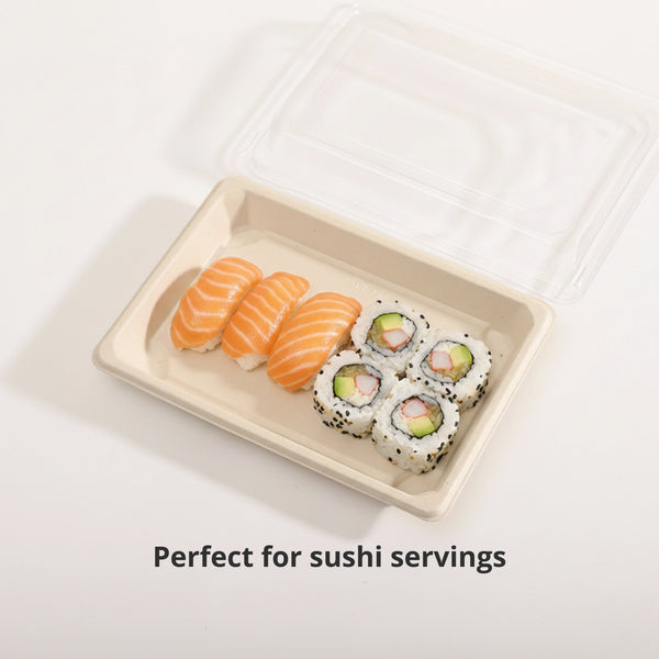 PET Lid for Medium Sushi Tray, 170 x 110 x 30 mm (500 pcs) - Suitable for Restaurants & Takeaway
