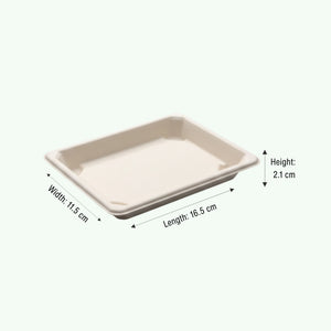 Medium Natural Sushi Tray, Sugarcane Bagasse, 165 x 115 x 21 mm (500pcs) - Suitable for Restaurants & Takeaway