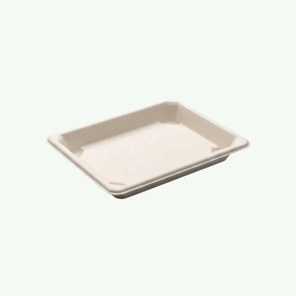 Medium Natural Sushi Tray, Sugarcane Bagasse, 165 x 115 x 21 mm (500pcs) - Suitable for Restaurants & Takeaway