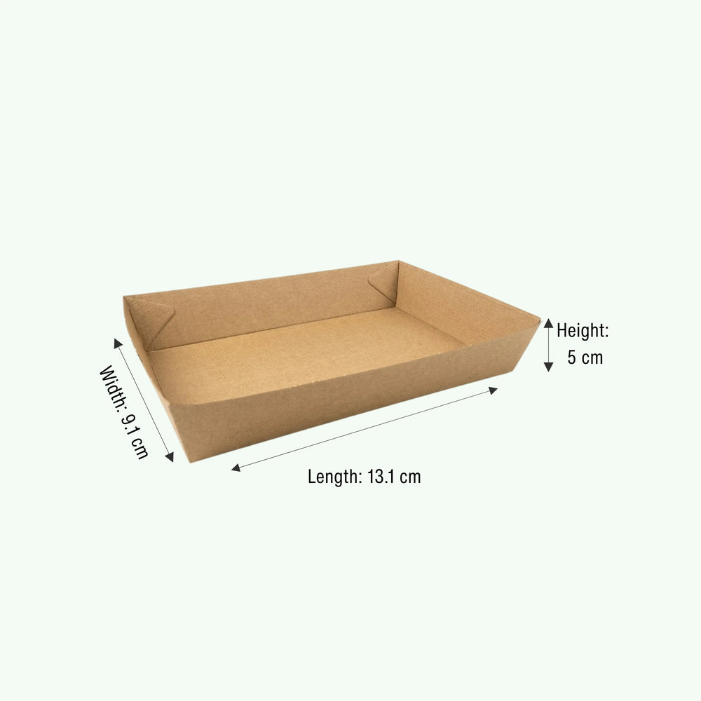 Brown Kraft Paper Food Tray, 131 x 91 x 50 mm (500 pcs) - Suitable for Restaurants & Food Trucks