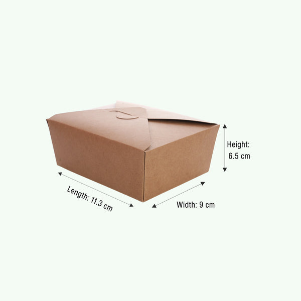 Brown Kraft Paper Takeaway Box Small, 113 x 90 x 65 mm (300 pcs) - Suitable for Restaurants & Food Trucks