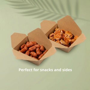 Brown Kraft Paper Takeaway Box Small, 113 x 90 x 65 mm (300 pcs) - Suitable for Restaurants & Food Trucks