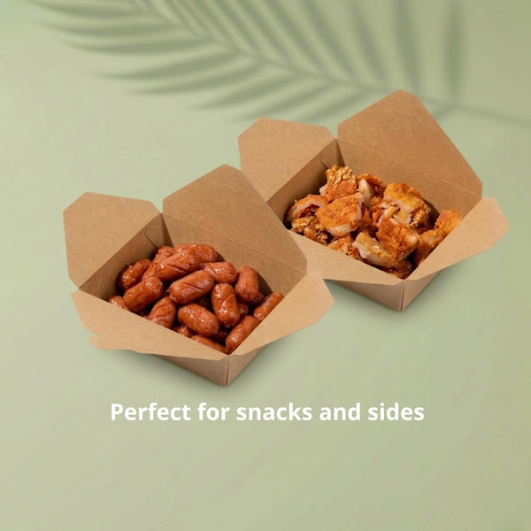 Brown Kraft Paper Takeaway Box Small, 113 x 90 x 65 mm (300 pcs) - Suitable for Restaurants & Food Trucks
