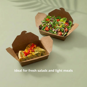 Brown Kraft Paper Takeaway Box Large, 152 x 120 x 65 mm (300 pcs) - Suitable for Restaurants & Food Trucks