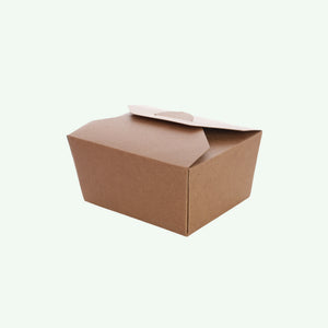 Brown Kraft Paper Takeaway Box Large, 152 x 120 x 65 mm (300 pcs) - Suitable for Restaurants & Food Trucks