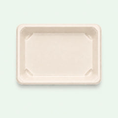TRAY ONLY – Medium Natural Bagasse Sushi Tray, 165 × 115 × 21 mm (500 pcs)
