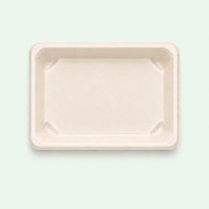 TRAY ONLY – Medium Natural Bagasse Sushi Tray, 165 × 115 × 21 mm (500 pcs)