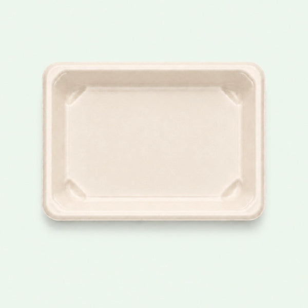 TRAY ONLY – Medium Natural Bagasse Sushi Tray, 165 × 115 × 21 mm (500 pcs)