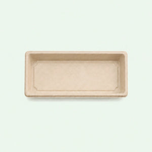 TRAY ONLY – Long Natural Bagasse Sushi Tray, 221 × 92 × 22 mm (500 pcs)