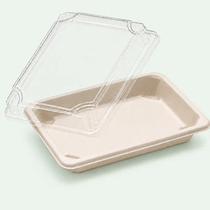 TRAY ONLY – Medium Natural Bagasse Sushi Tray, 165 × 115 × 21 mm (500 pcs)