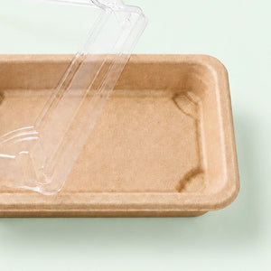 TRAY ONLY – CST04 Natural Bagasse Sushi Tray, 164 × 89 × 21 mm (500 pcs)