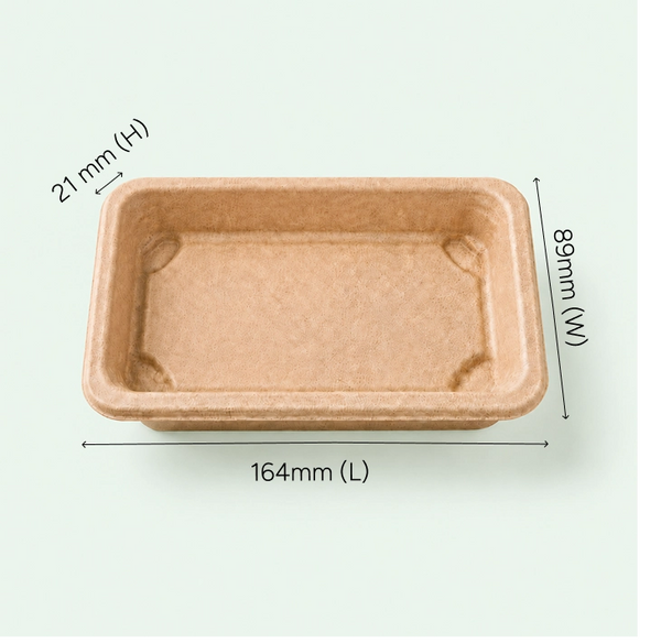 TRAY ONLY – CST04 Natural Bagasse Sushi Tray, 164 × 89 × 21 mm (500 pcs)