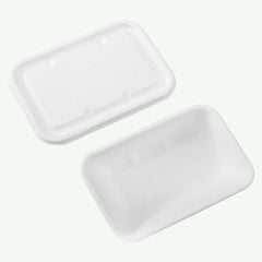 Lid for 650ml White Food Container, Sugarcane Bagasse, 185 x 135 mm (500 pcs) - Suitable for Restaurants & Takeaway