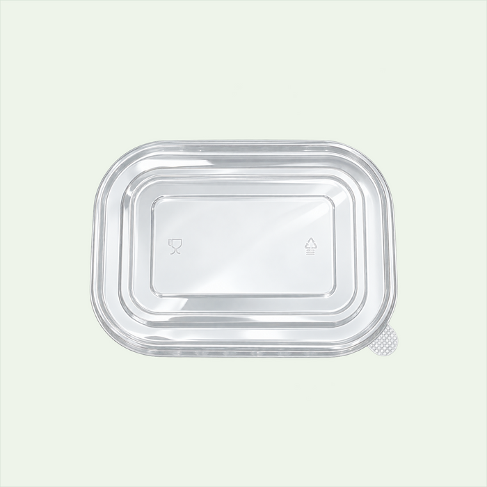 172mm Rectangle PP LID Clear (300 pcs) - Compatible with 580ml/ 750ml/ 1000ml Rectangle Kraft Paper Bowl