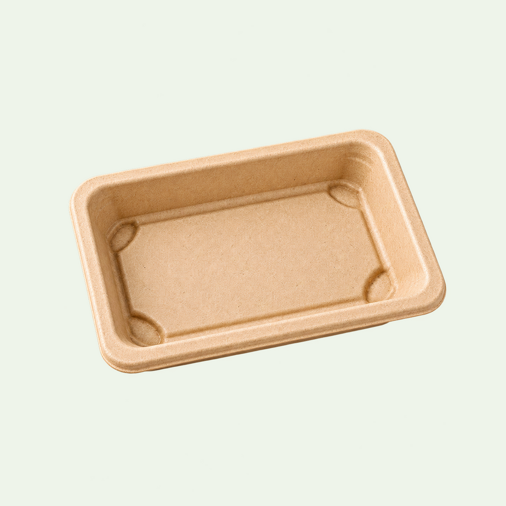 TRAY ONLY – CST04 Natural Bagasse Sushi Tray, 164 × 89 × 21 mm (500 pcs)